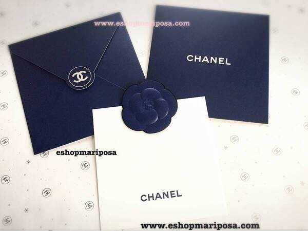 シャネル 封筒 + メッセージカードセット+カメリアシール 紺色 ココマーク ネイビー CHANELロゴ入り ラッピングリボンや包装紙と一緒に♪