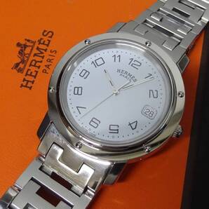 HERMES エルメス クリッパー CL6.710 ホワイト文字盤 メンズサイズ 純正箱あり 本物