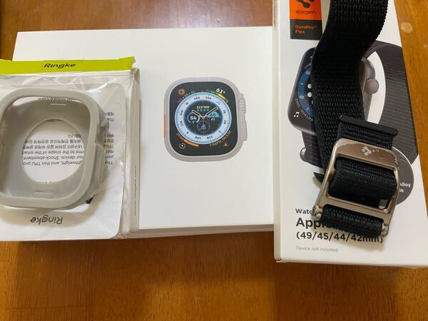 ☆極美品・送料無料☆ Apple Watch Ultra 49mm White Ocean Band/純正バンド・付属品未使用/バッテリー88%/おまけ付き/MNHF3J/A