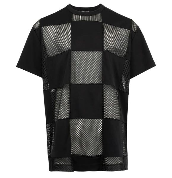 コムデギャルソンオムプリュス メッシュ オーバーサイズ COMME des GARCONS HOMME PLUS 半袖Tシャツ Sサイズ チェッカー 市松模様 ブラック