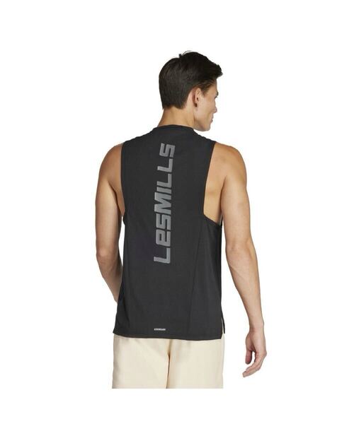 新品 2XL adidas アディダス LES MILLS グラフィック タンクトップ ノースリーブ トレーニング ウエア 黒 ブラック