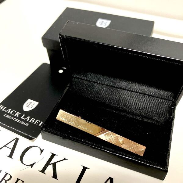 ●新品●価14300 送料込 BLACK LABEL CRESTBRIDGE ネクタイピン ゴールドメタルハーフCBチェック ブラックレーベルクレストブリッジ 真鍮