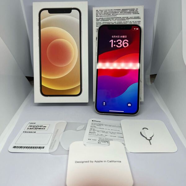 SIMフリー Apple iPhone12 mini 256GB ホワイト 傷ほぼなし極上美品 箱付き バッテリーとても良好! 海外版 シャッター音なし