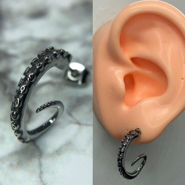【新品】スタッド ピアス オクトパス 触手 シルバー アクセサリー 片耳用 韓国 hiphop メンズ ストリート 18g