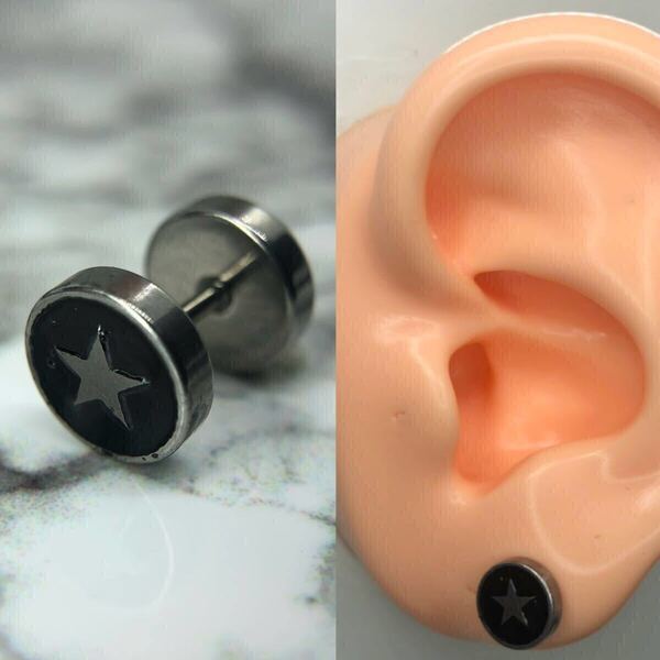 【新品】スタッド ピアス 18g ミニ 星 スター マーク 円 プレート サークル シルバー アクセサリー 片耳用 韓国 hiphop メンズ ストリート