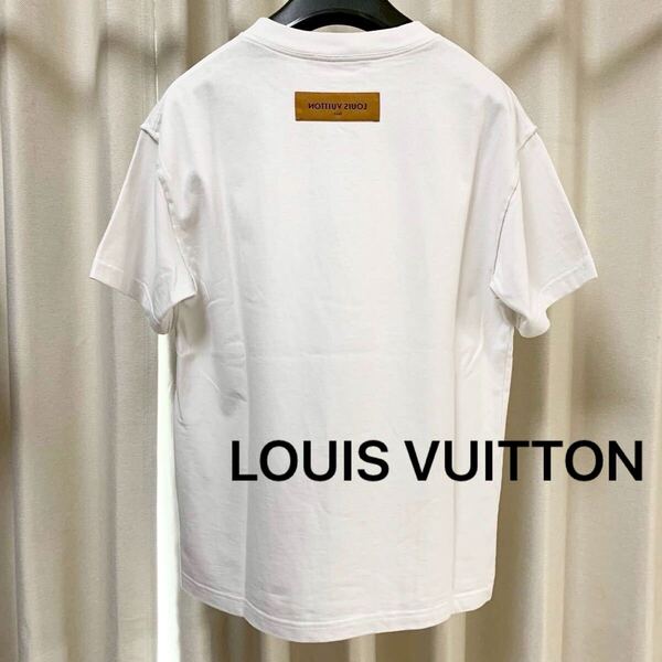 LOUIS VUITTON ルイヴィトン バックロゴ ロゴパッチ 半袖 オーバーサイズ Tシャツ ホワイト エンボス クルーネック エンブロイダリー