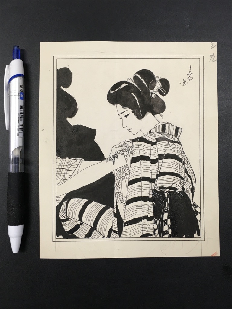 フリーCAT⭐︎岩田専太郎　自筆肉筆 画稿　美人画 岩田専太郎 肉筆美人画 和装(岩田専太郎) / 古本、中古本、古 - 絵画