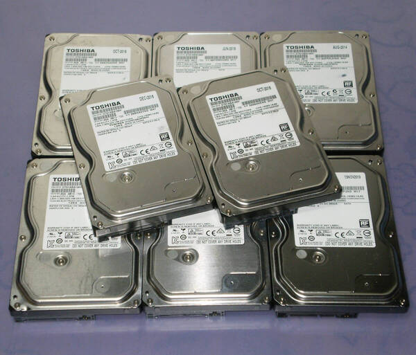 【送料無料】◇【 注意判定品 】 SATA 1TB TOSHIBA製 DT01ABA100V 8個セット【即決】A