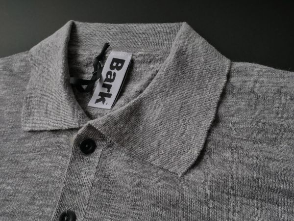 【新品未使用】BARK バーク◆Made in Italy◆48(M 相当)◆春夏 リネン ニット 半袖 ポロ シャツ◆ヘザー グレー ポロシャツ イタリー製