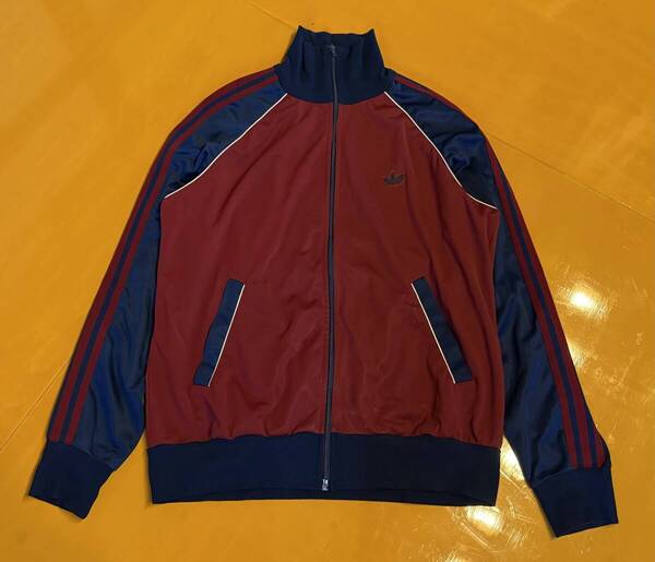80s adidas 西ドイツ製 トラックジャケット ロゴワッペン M バーガンディネイビー ジャージ