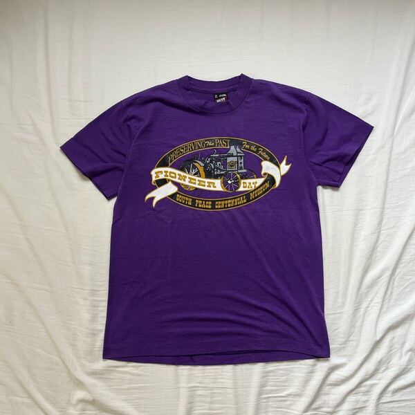 90s ヴィンテージ フルーツオブザルーム シングルステッチ Tシャツ Mサイズ 半袖 古着 ストリート アメカジアメリカ製 パープル