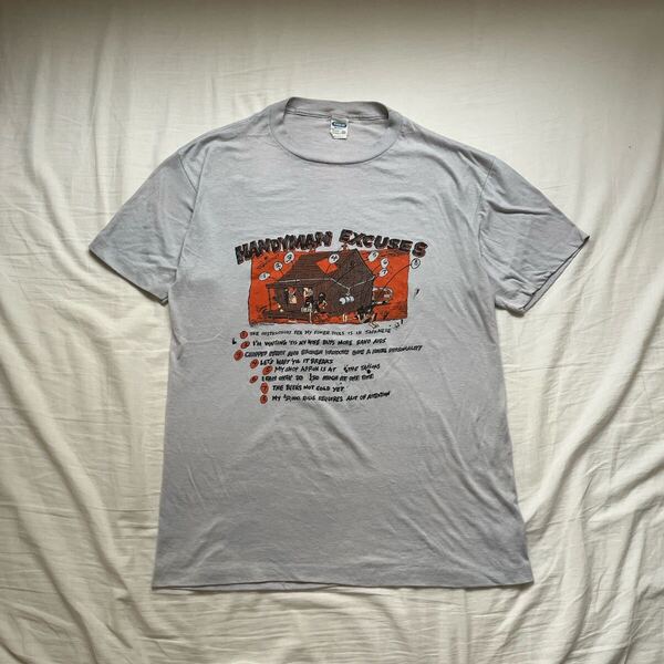 80s ANVIL 激レア ヴィンテージ シングルステッチ XL グレー 半袖 90s プリント ビンテージ USA製古着 Tシャツ ストリート アメカジ