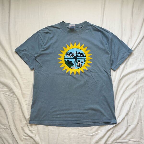GILDAN 90s ヴィンテージ Tシャツ 半袖 プリント トップス Lサイズ カナダ製 アート アメカジ ストリート 希少 コットン