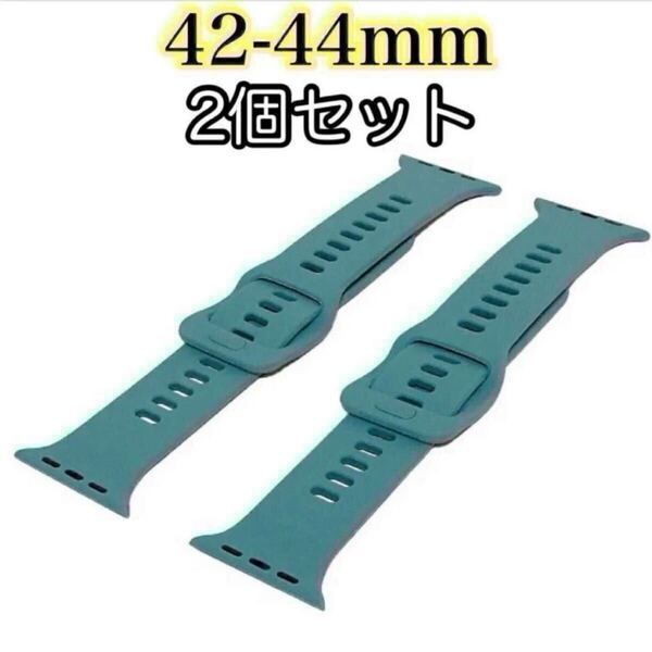 2本セット【スマートウォッチベルト】 バンド 交換用 シリコン42-44mm グリーン スモークグリーン スモーキーカラー 緑 新品