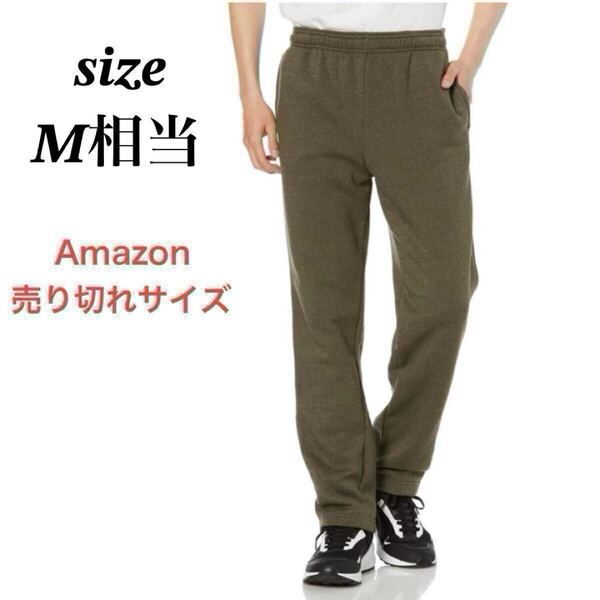 未使用 スウェットパンツ 裏起毛 メンズ リラックス イージー ゆったり 部屋着 ルームウェア 防寒 オリーブ カーキ M相当