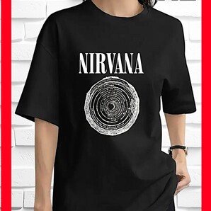 ★新品!◆送料無料!◆大き目XL*◆NIRVANA/ニルヴァーナ★定番人気ロゴ(VESTIBULE)*半袖Tシャツ*綿100%*黒*音楽,バンド,ロック.キャンプ