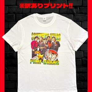 ◆訳アリ(プリント部)★新品!◆送料無料!◆やや大き目L~XL相当*◆サザンオールスターズ,桑田佳祐*半袖Tシャツ*綿100%*白*音楽,キャンプ*
