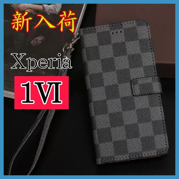 大人気 Sony Xperia 1Ⅵケース 手帳型 黒色 チェック柄 高質PUレザー 大人気 高級感 耐衝撃 ソニー エクスペリア 1Ⅵカバー