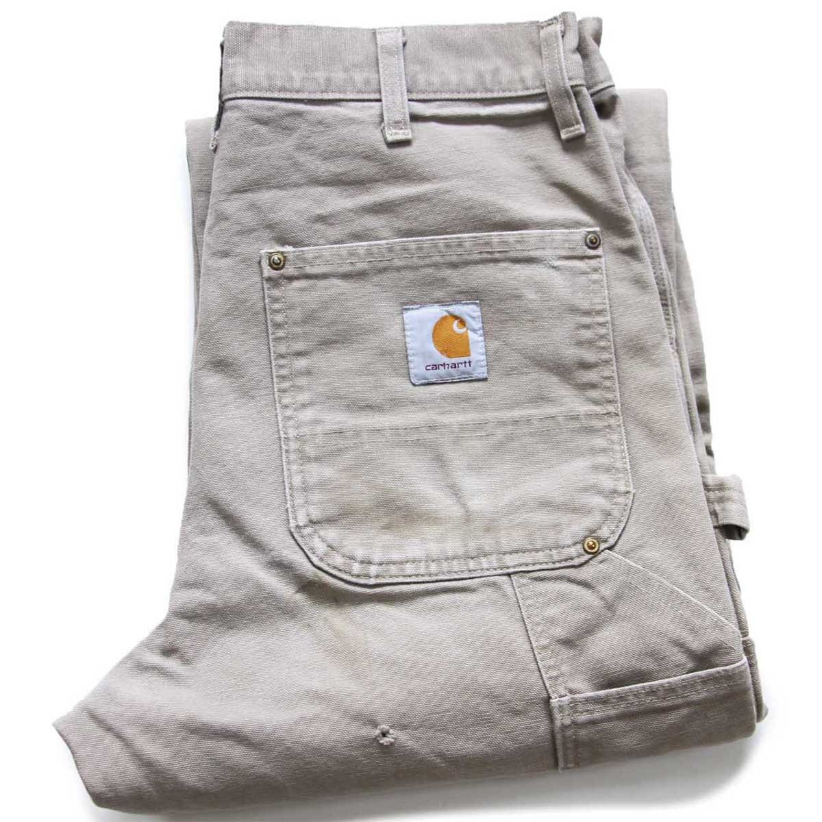 希少Carhartt カーハート ダブルニー 31×32 グレー USA製 カーハート ダブルニー ダックパンツ グレー 表記(32x32