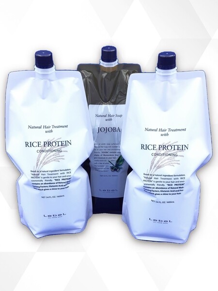 ルベルナチュラルヘアソープホホバ1600ml1個 +ナチュラルヘアトリートメントライスプロテイン1600ml2個