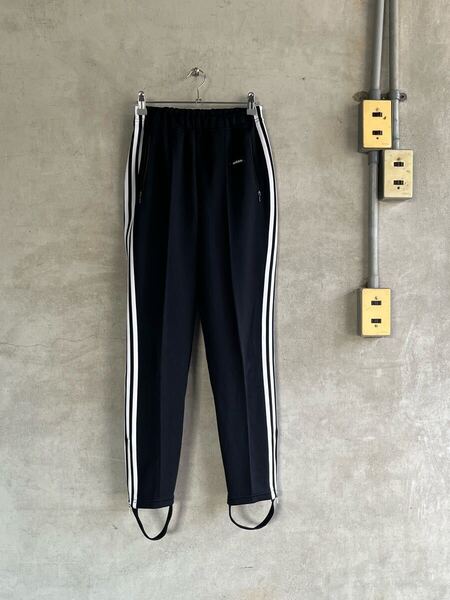 80s 80年代 ビンテージ adidas アディダス デサント DESCENTE トラックパンツ ジャージ レアカラー ブラック 黒 トレフォイル 古着 スリム