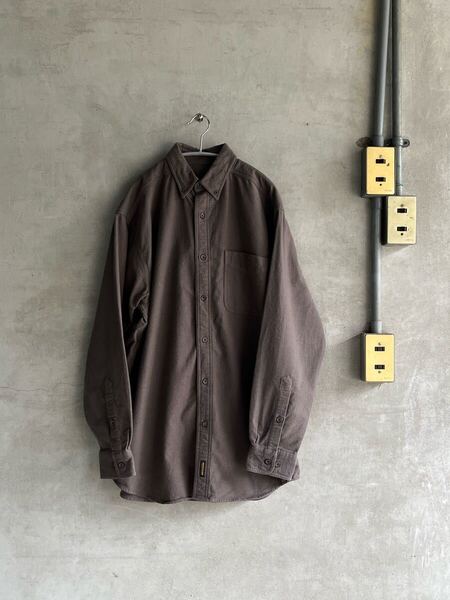 00s 2000年代 WOOL RICH ウールリッチ ネルシャツ フランネル 無地 グレー 長袖 コットン 綿 古着 XL ビッグサイズ ワーク アウトドア