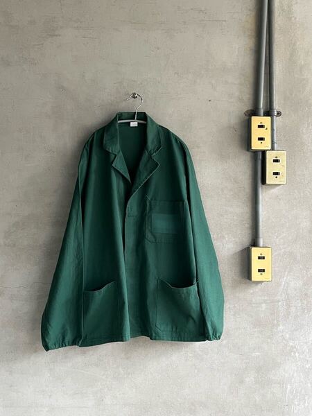 70s 70年代 80s 80年代 イタリア ビンテージ カバーオール 古着 ジャケット グリーン Euro EU ユーロ ヨーロッパ XL ビッグ レアカラー