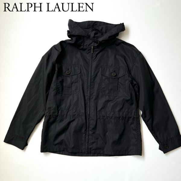美品 RALPH LAUREN ラルフローレン ナイロンジャケット マウンテンパーカー ブラック アウター トップス フード 7 レディース