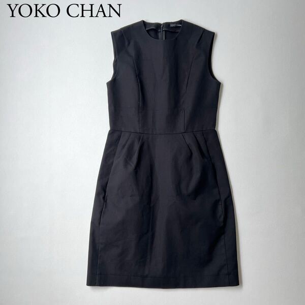 良品 YOKO CHAN ヨーコチャン ノースリーブワンピース 膝丈ワンピース ミニワンピース ブラックフォーマル 膝上丈 日本製 36 レディース