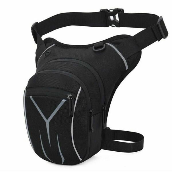 デイトナ バイク用 レッグバッグ 1L ターポリン 3室構造 ウエストバッグ 新品 ブラック 黒 タンクバッグ ツーリングバッグ