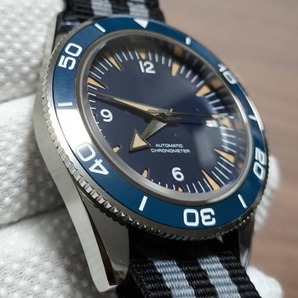 紺 NO LOGO スピードマスター スペクター オマージュ 自動巻き 機械式 SEIKO NH35A ノーロゴ 007 スピマス セイコー MOD カスタム
