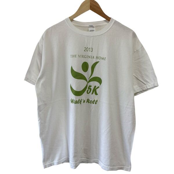 古着卸 (T009)メンズレギュラーTシャツ XL ホワイト フロントプリント 英文字 アンビル ギルダン