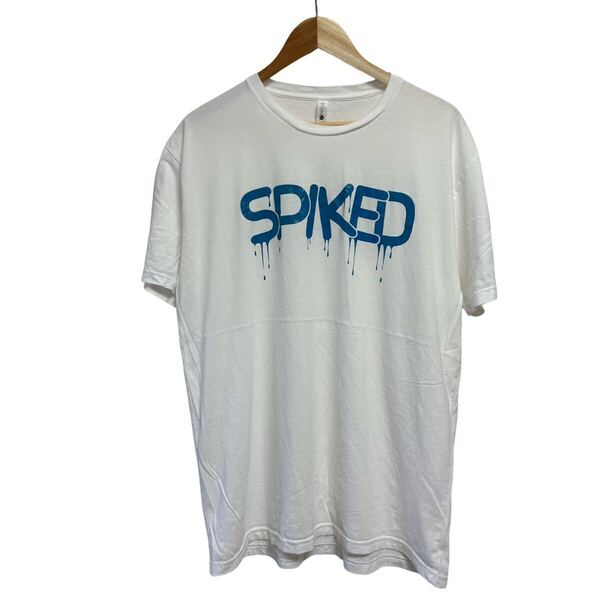 古着卸 (T022)メンズレギュラーTシャツ XL ホワイト 英文字 シンプル アメリカ ペンキ 英語 プリント