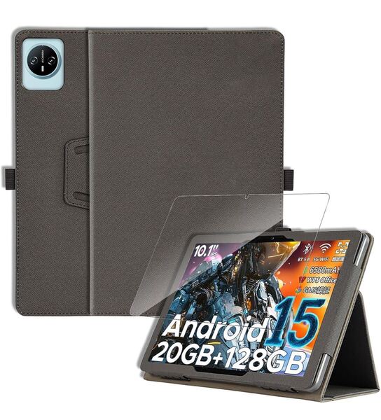 DOOGEE Tab A9/A9 Pro ケース フィルム セット スタンド 全面保護 上質PUレザー タブレット用アクセサリー 保護ケース ガラスフィルム