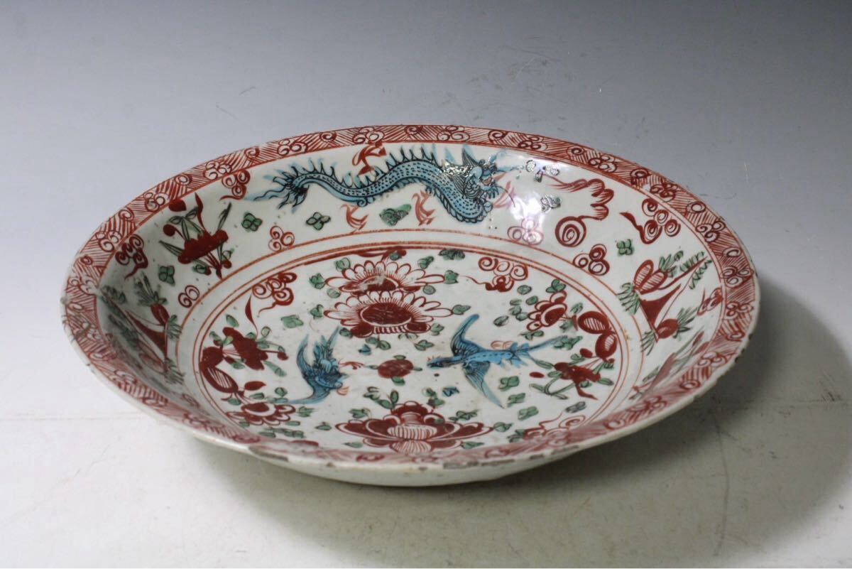中国美術 陶磁器 | 呉須赤絵鳳凰牡丹文盤 明末 17C | gallery陽