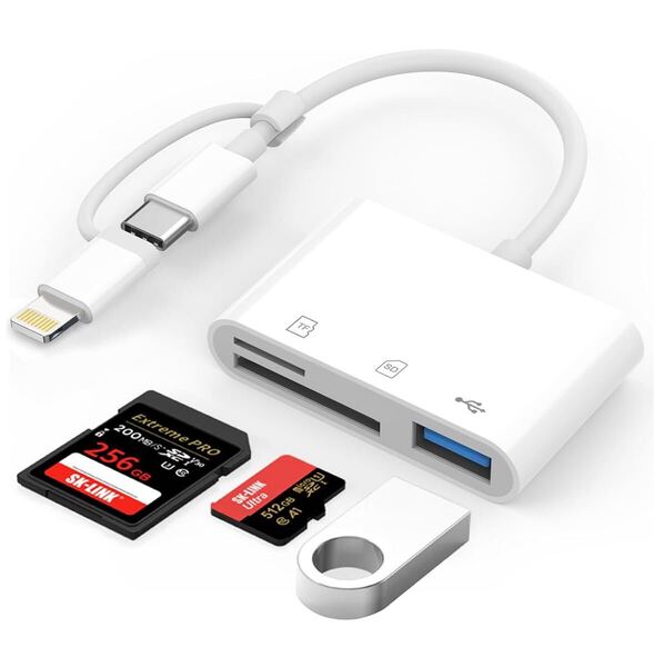 SDカードリーダー iphone タイプC 【3in2・双方向データ転送】 microSD カード リーダー Lightning/USB Type-C OTG機能