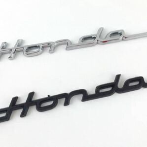 ホンダ HONDA エンブレム 流線ロゴ スクリプト風 ステッカー バッジ 2個セット(シルバー&ブラック)ABS樹脂製 両面テープ付き