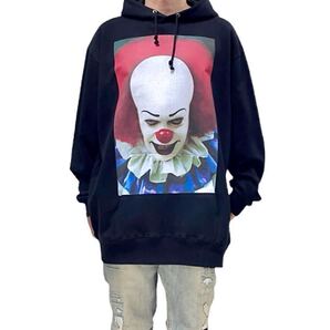 新品 ビッグプリント IT イット ペニーワイズ スティーブンキング ホラー 1990年 殺人鬼ピエロモンスター パーカー オーバーサイズ 3XL(4L)
