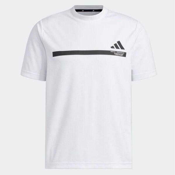 新品♪adidasGOLF(アディダスゴルフ)♪メンズ ゴルフ ビッグ アディダスロゴ 半袖モックネックシャツ♪ホワイト♪XLサイズ♪