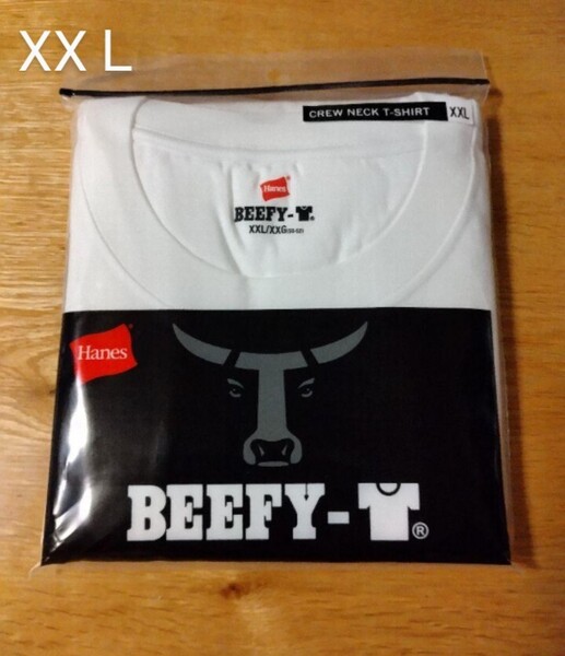 ビーフィー 白 メンズ Tシャツ 半袖 XXL 大きいサイズ 無地 クルーネック ヘインズ Hanes ホワイト 白