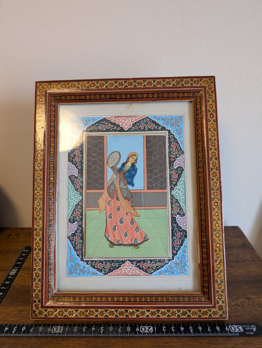 Amazon.co.jp: インドシルク 工芸 額装 画寸 38cm×51cm 1520