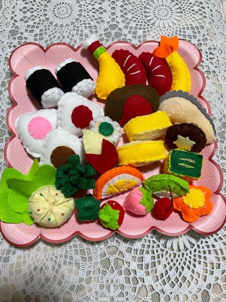 ♪ako♪ 新品 洗える手作りフエルトおままごと おべんとうセットA ハンドメイド 保育園 幼稚園 お家遊び お孫さん