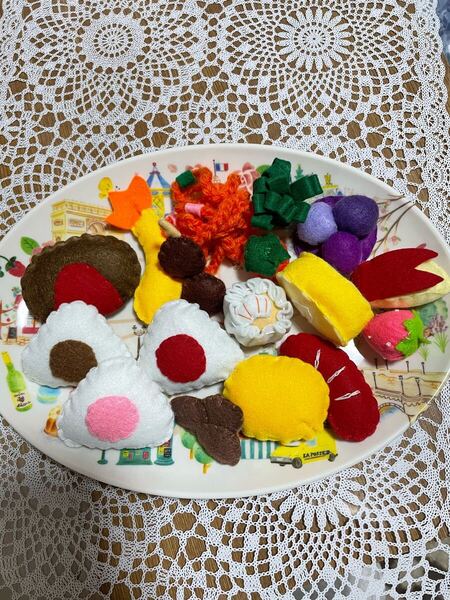 ♪ ako♪ 新品 洗える手作りフエルトおままごと おべんとうセットC ハンドメイド 幼稚園 保育園 お家遊び お孫さん