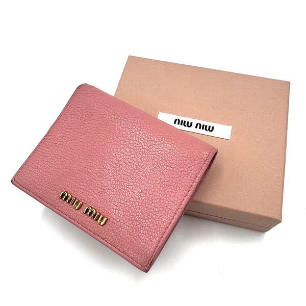 miumiu ミュウミュウ ミニウォレット 折財布 レザー ピンク