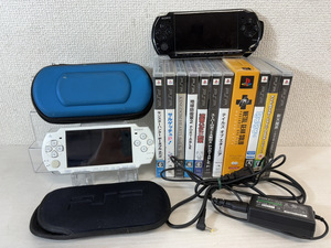10250-01★SONY/ソニー/PSP/本体2体/ソフト11点/PSP-2000/セラミックホワイト/PSP-3000/ピアノブラック/初期化済/ぷよぷよ/モンハン/他★
