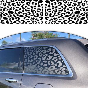 お得 ヒョウ柄防水カーステッカー2p ヒョウ柄 豹柄 防水 内装 装飾 ステッカー ビニール デカール 粘着 デコ ブラック