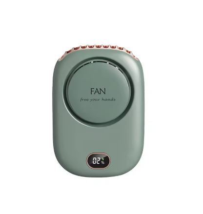 グリーン 4WAY 首掛け扇風機 携帯 卓上 手持ち 腰掛け対応 USB充電式 2000mAh 小型 軽量 静音 LED表示 3段階風量 ハンディファン