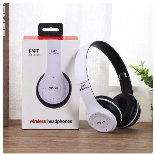 P47 ホワイト ワイヤレスヘッドフォン ヘッドホン ノイズキャンセリングヘッドホンBluetooth 5.0 HiFi Hi-Fiステレオヘッドフォン