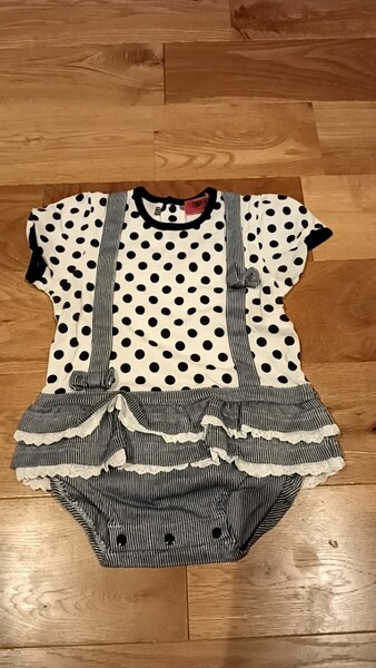 ロンパース 80センチ ベビー 子供服 ドット柄 フリル かわいい お出かけ 洗い替え 女の子