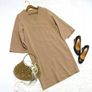 美品 送料込み STYLE DELI スタイルデリ ベージュ ウォッシャブル ポリエステル ツイル ワンピース ( プルオーバー セレモニー ラク 洗える